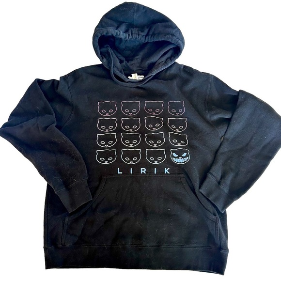 LIRIK Design by Humans Black Cat Face Hoodie Size Small - Picture 1 of 11